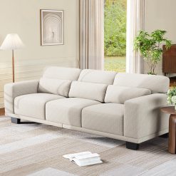 Amada 89" Sofa,3 Seater Sofa Couch for Living Room,Modern Couch with Deep Seats &Wide Armrests,Comfy Sofa with Supportive Futon &Thickened Cushion,Removable & Washable Covers,White